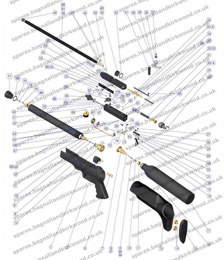 Fx Gladiator Air Rifle Exploded Parts Sheet Diagram C Bagnall And Kirkwood Airgun Spares 8507