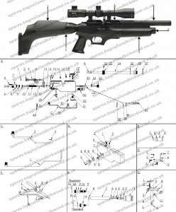 FX Gladiator MK2 Air Rifle Exploded Parts Sheet Diagram O