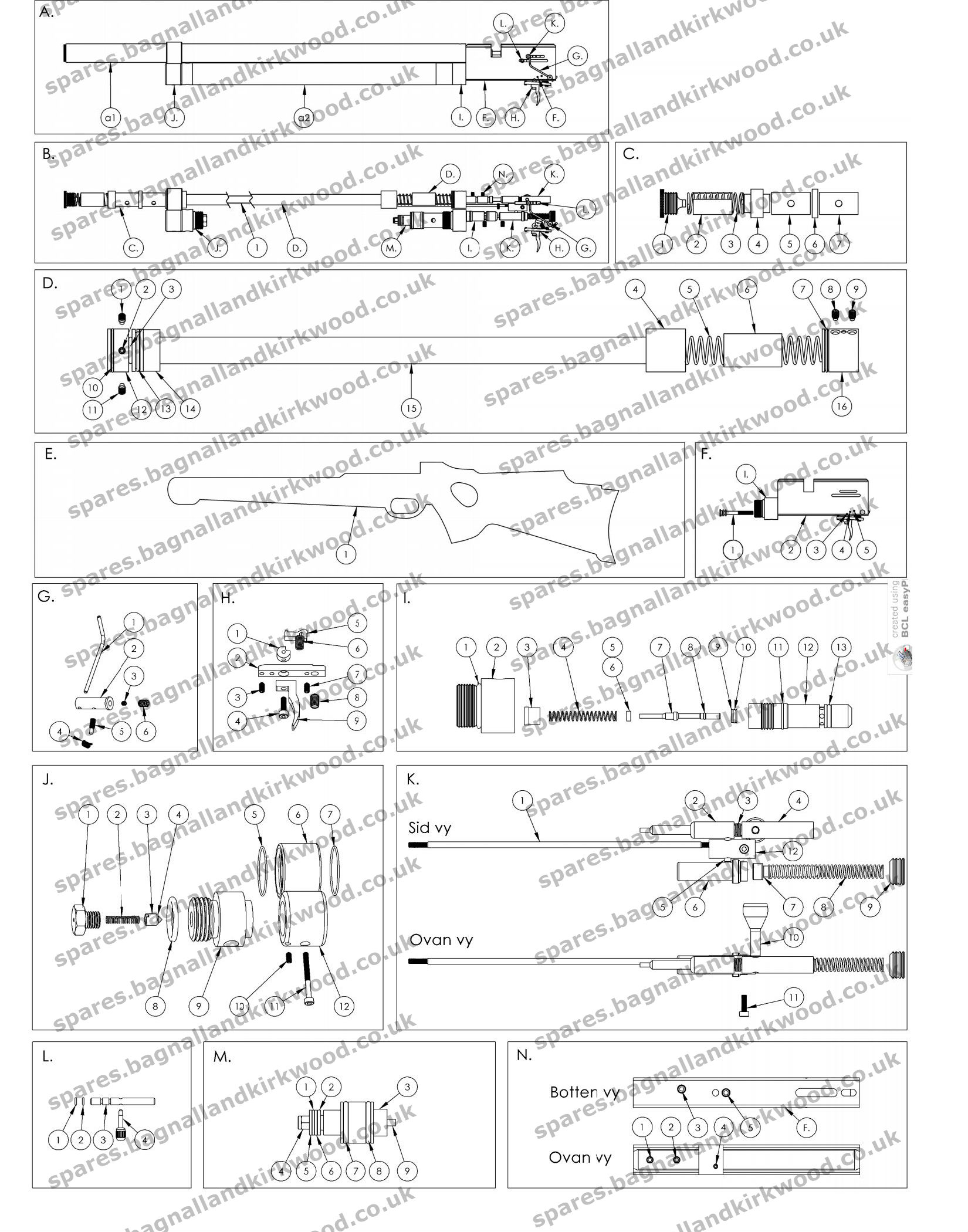 Fx Monsoon Air Rifle Exploded Parts Sheet Diagram D Bagnall And - 