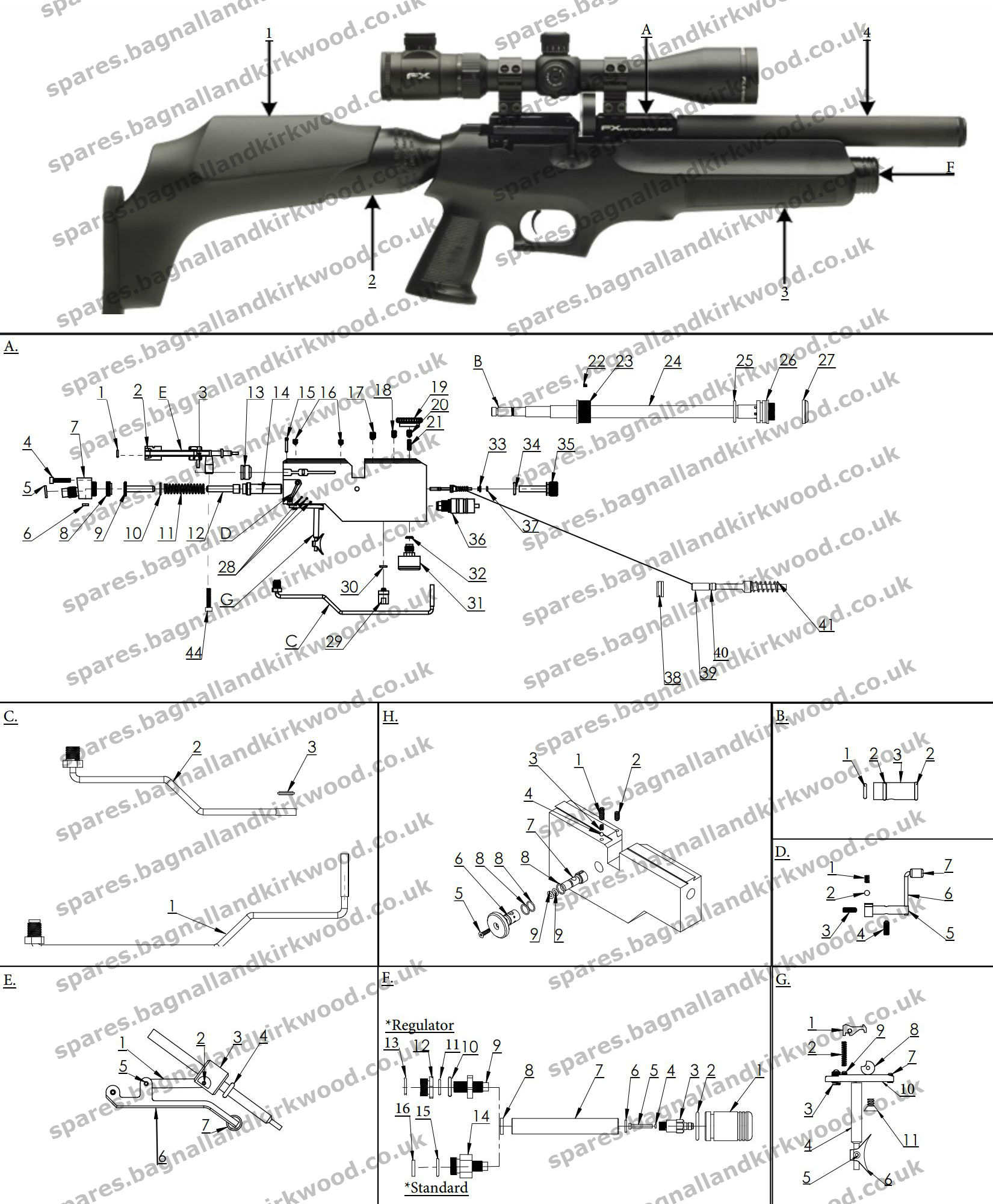 Fx Verminator Mk2 Air Rifle Exploded Parts Sheet Diagram O Bagnall And Kirkwood Airgun Spares 6100