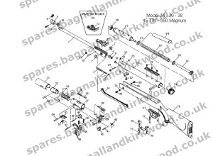 Diana Original RWS mod 34 36 38 45 T01 350 Magnum Exploded Parts Diagram