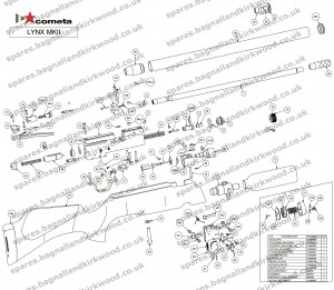 Cometa Lynx Air Rifle Exploded Parts Sheet Diagram