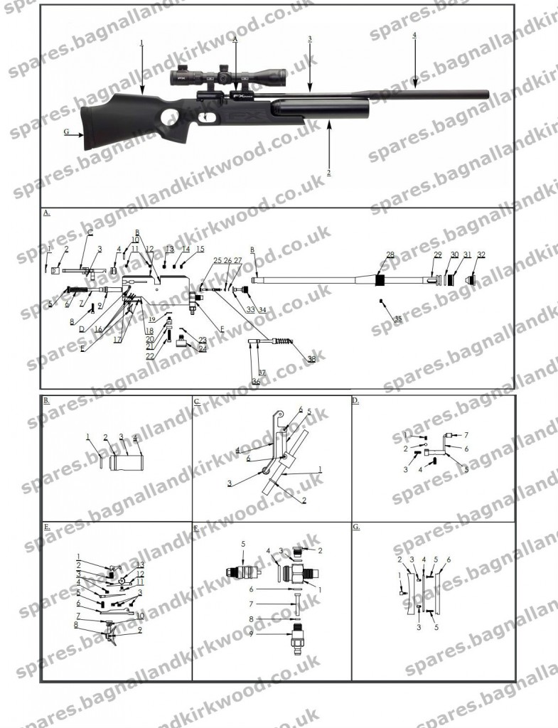 Fx Boss Air Rifle Exploded Parts Diagram Action Bagnall And Kirkwood Airgun Spares 0507