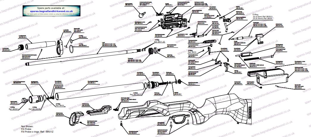 Walther Rotex Air Rifle Exploded Parts List Diagram