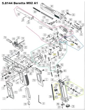 Beretta Air Pistol Exploded Parts List Diagram A