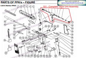 Umarex Walther PPK PPK/S Air Pistol Exploded Parts List Diagram