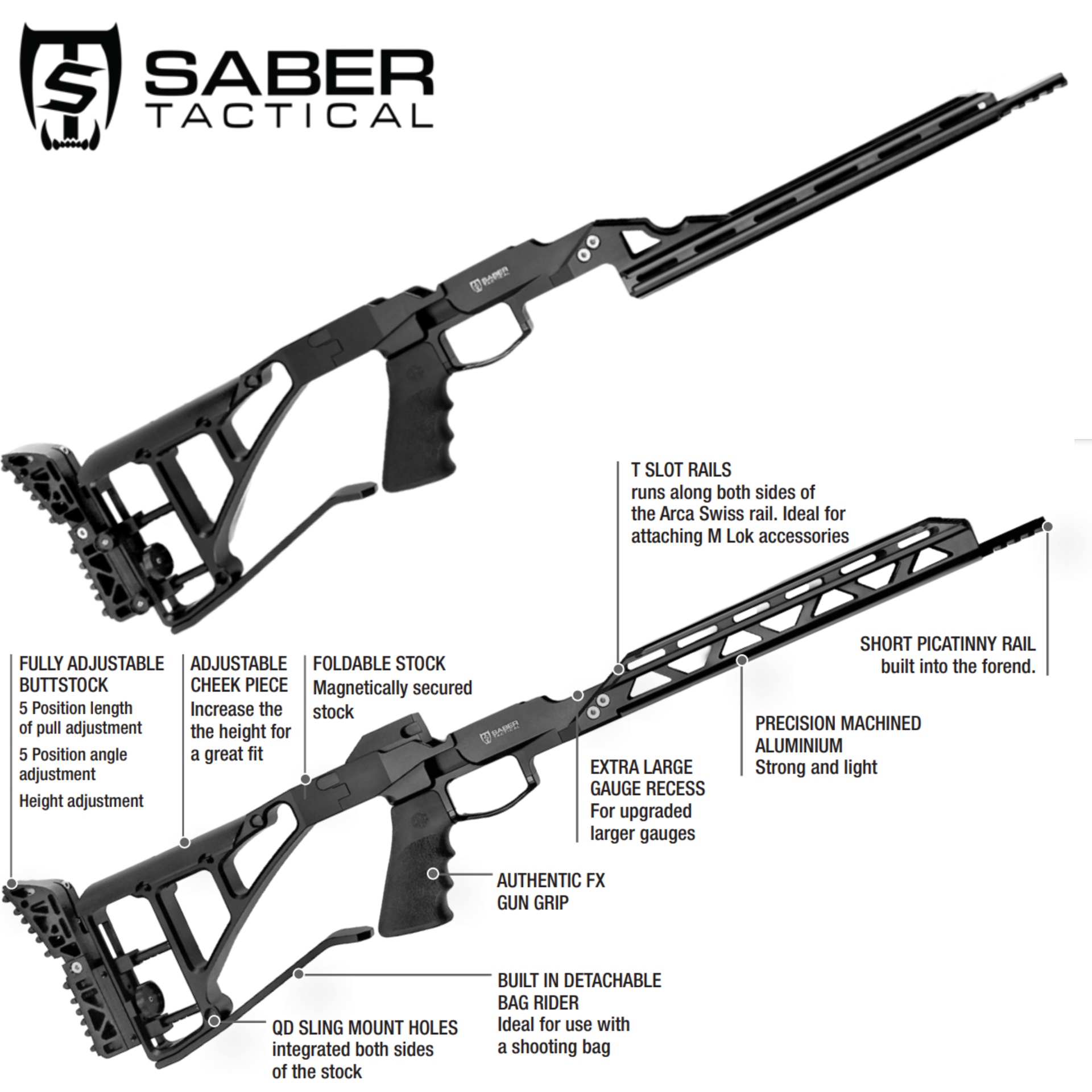 Saber Tactical Folding Stock Chassis for FX Dreamline - Bagnall